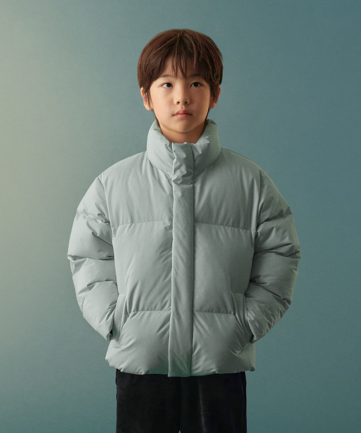 무신사 스탠다드 키즈(MUSINSA STANDARD KIDS) 데일리 푸퍼 숏 패딩 재킷 [페일 민트]