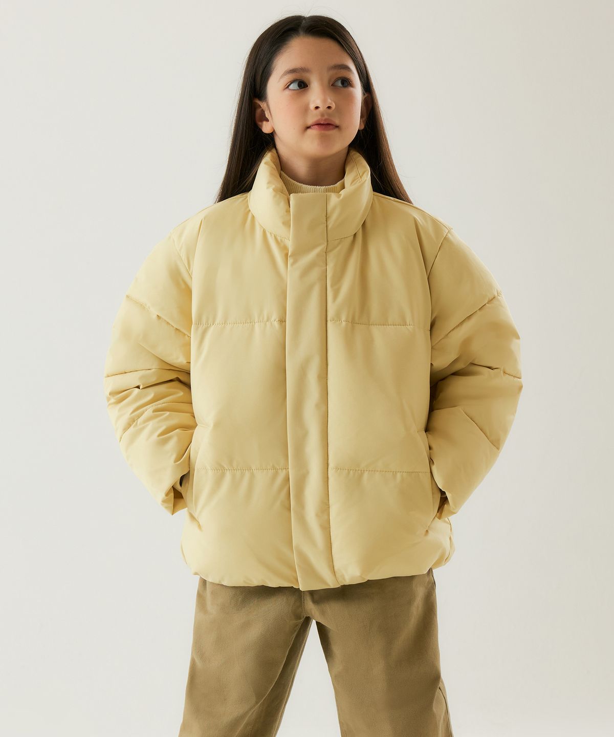 무신사 스탠다드 키즈(MUSINSA STANDARD KIDS) 데일리 푸퍼 숏 패딩 재킷 [버터]