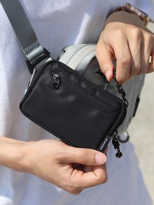 트래블러 월렛 데일리 나일론 카드 동전 지갑 - 블랙