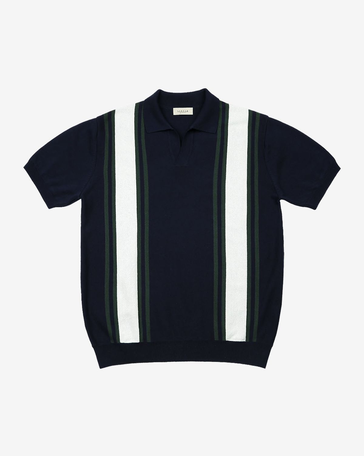 솔티(SORTIE) Summer Blend Open Collar Knit (Navy)