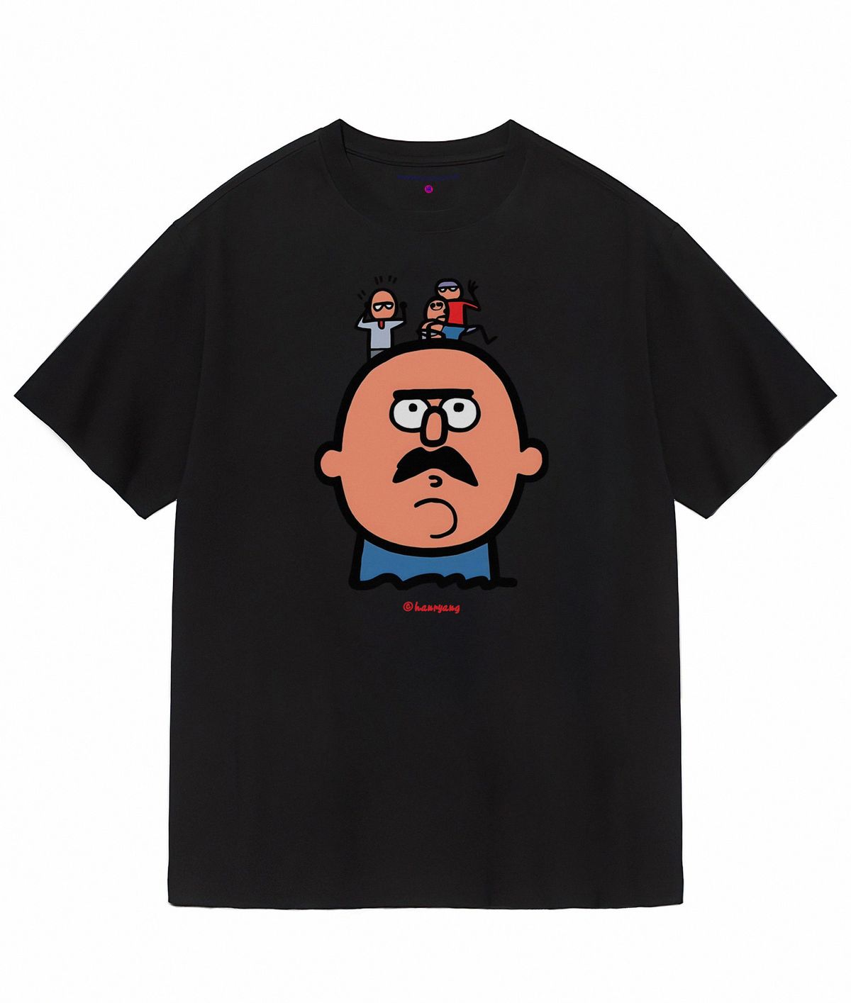 한량 컬렉티브(HANRYANG COLLECTIVE) HR® 0032 happy man short sleeved tshirt black 반팔티