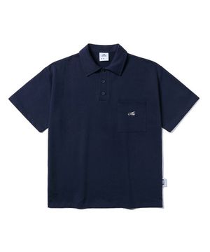 버튼 카라 PK 스웨트 셔츠 네이비