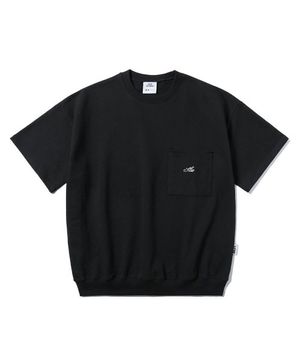 레터링 포켓 반팔 티셔츠 블랙