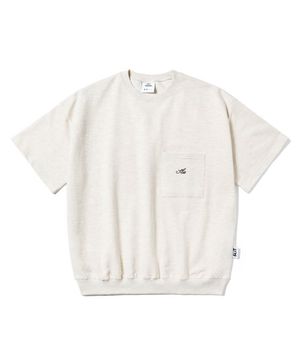 레터링 포켓 반팔 티셔츠 오트밀