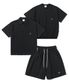 [SET] 레터링 포켓 반팔티 or 버튼 카라 PK 스웨트 셔츠 쇼츠 세트 [블랙]