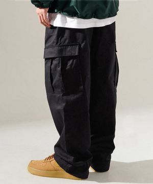 볼륨 카고 와이드 팬츠 블랙 SJLP1415