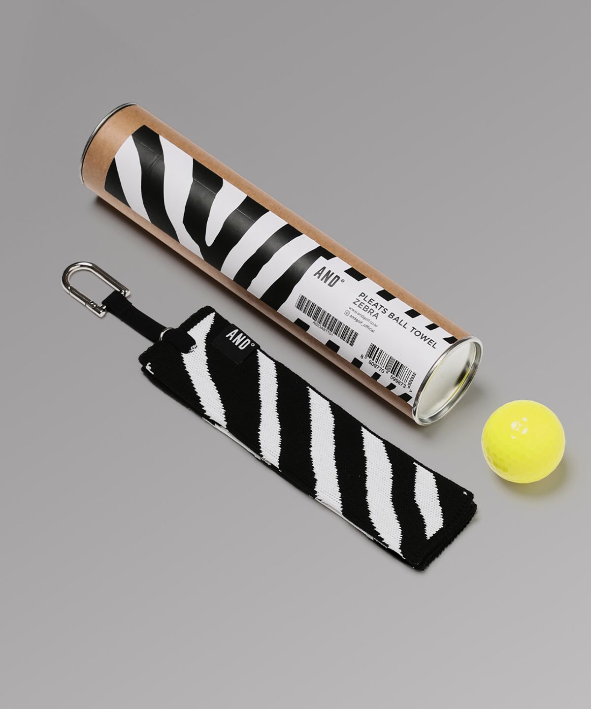 앤드 골프(AND GOLF) Pleats Ball Towel Zebra White