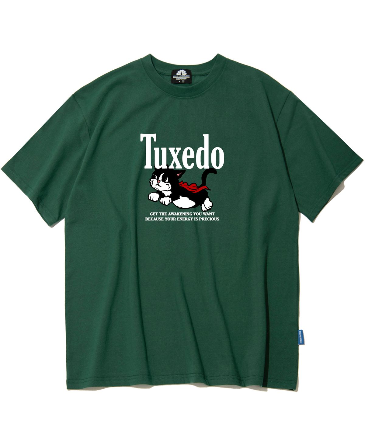 트립션(TRIPSHION) TUXEDO CAT GRAPHIC 티셔츠 - 그린