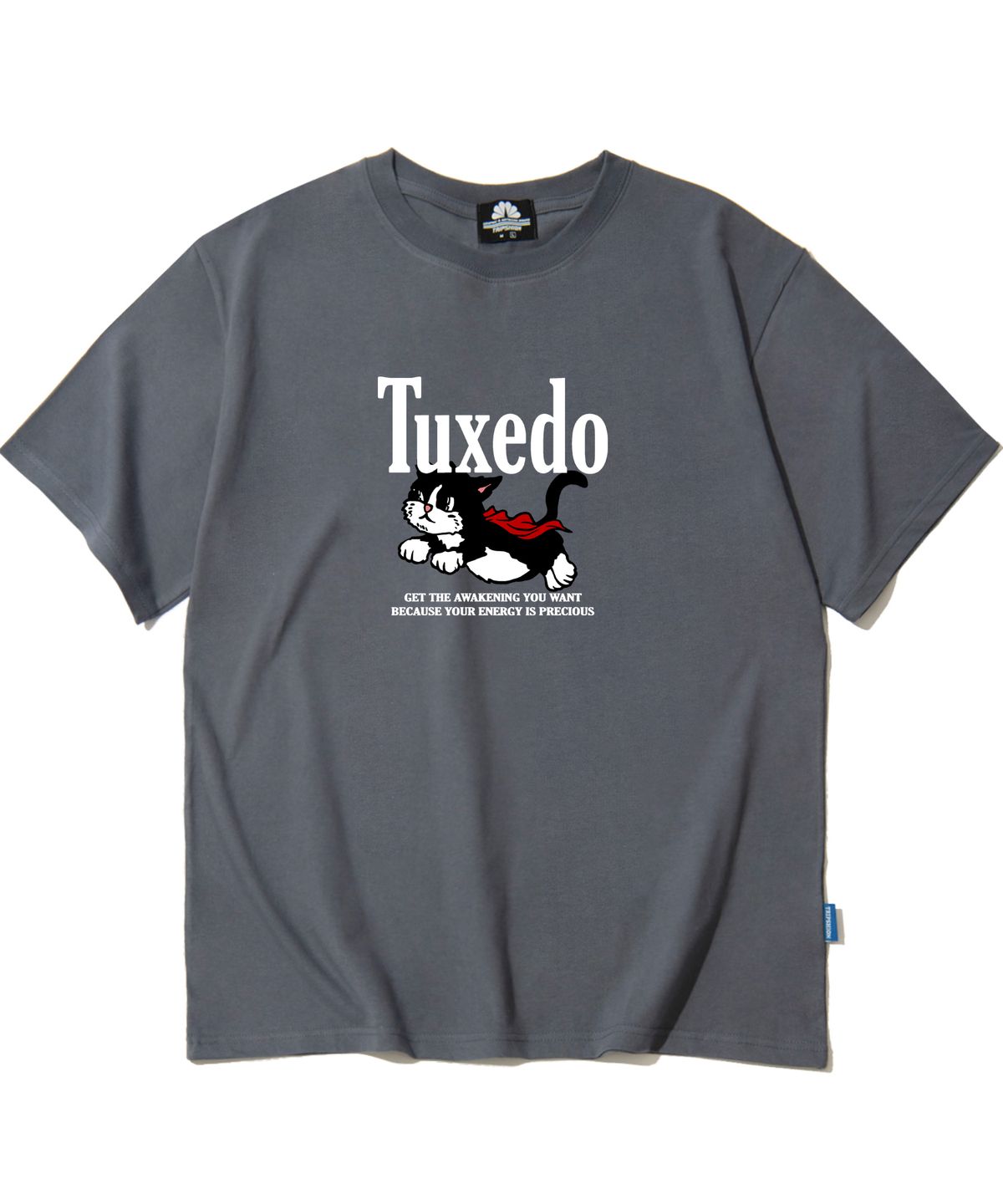 트립션(TRIPSHION) TUXEDO CAT GRAPHIC 티셔츠 - 그레이