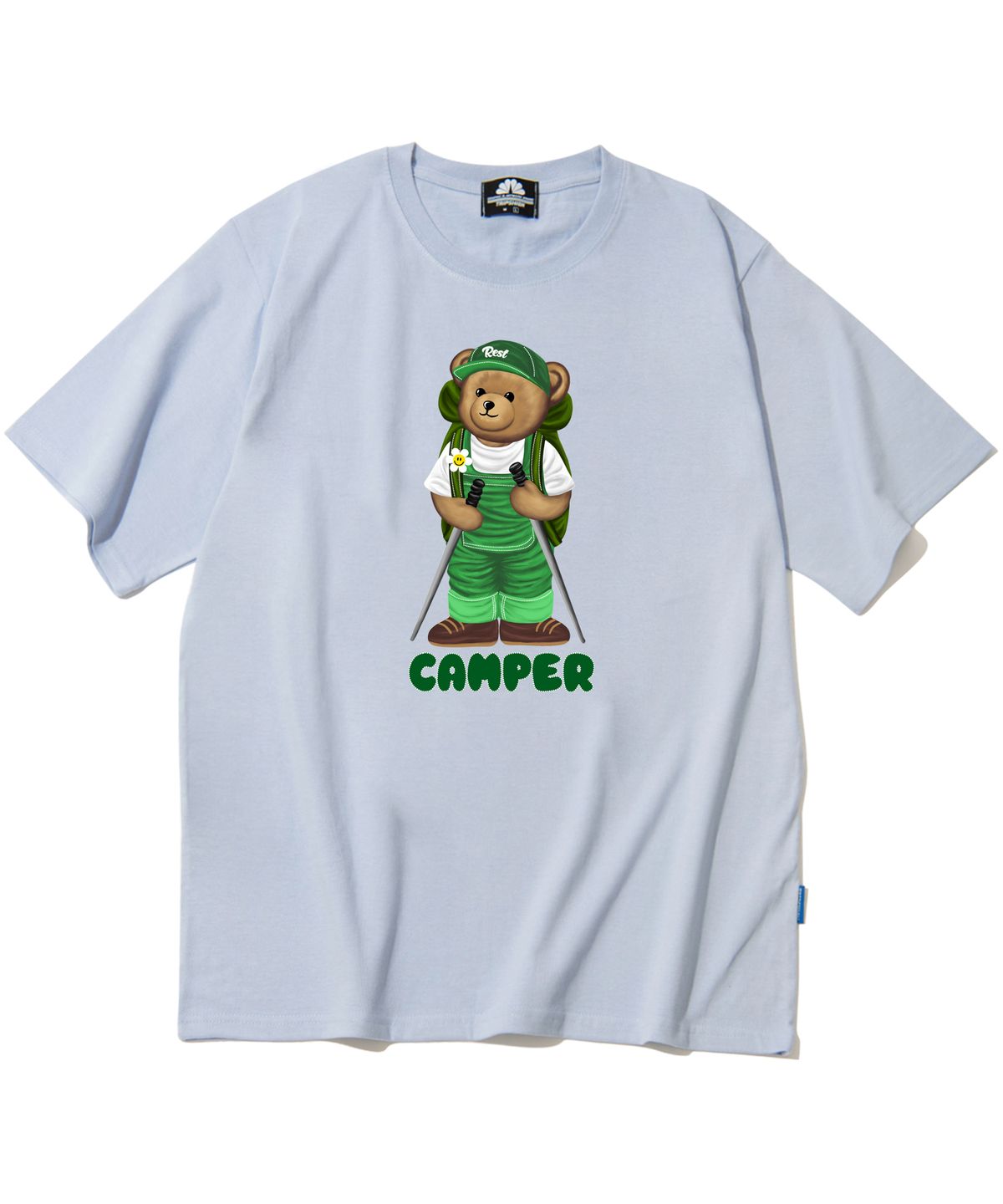 트립션(TRIPSHION) STANDING CAMPER BEAR GRAPHIC 티셔츠 - 퍼플