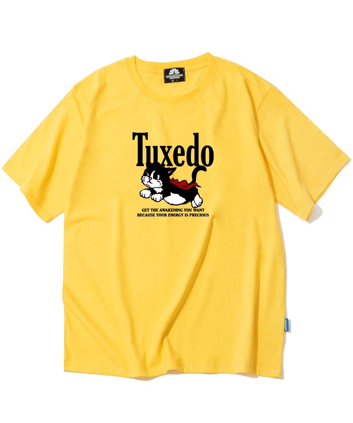 트립션(TRIPSHION) TUXEDO CAT GRAPHIC 티셔츠 - 옐로우