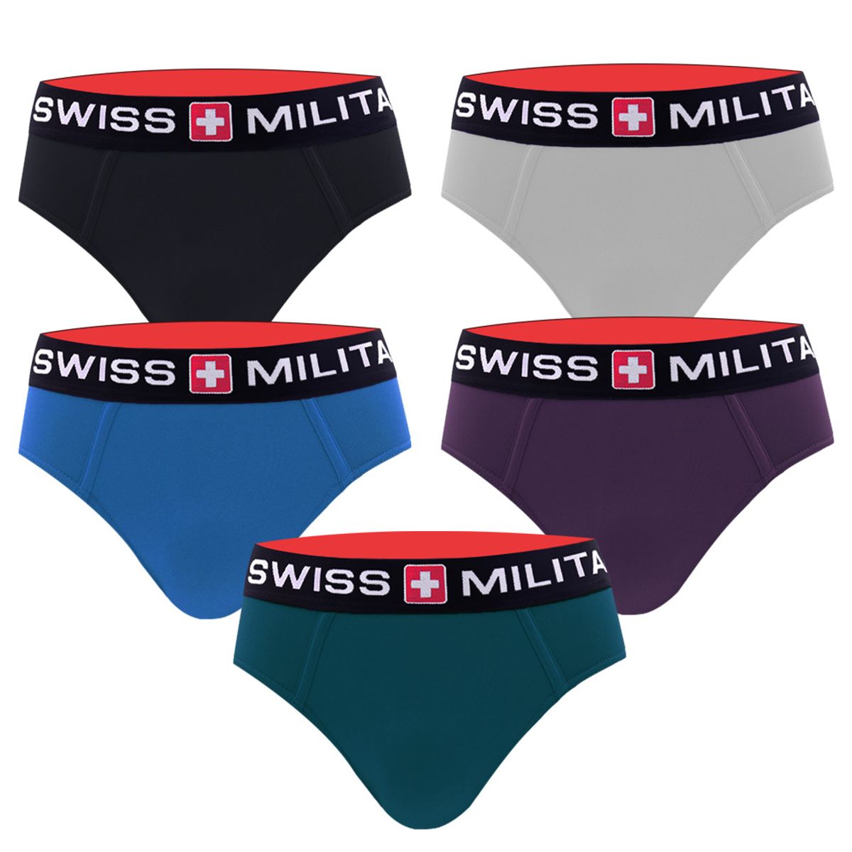 스위스밀리터리 언더웨어(SWISS MILITARY UNDERWEAR) 빅로고 삼각팬티 5장세트 5 COLOR 남자팬티
