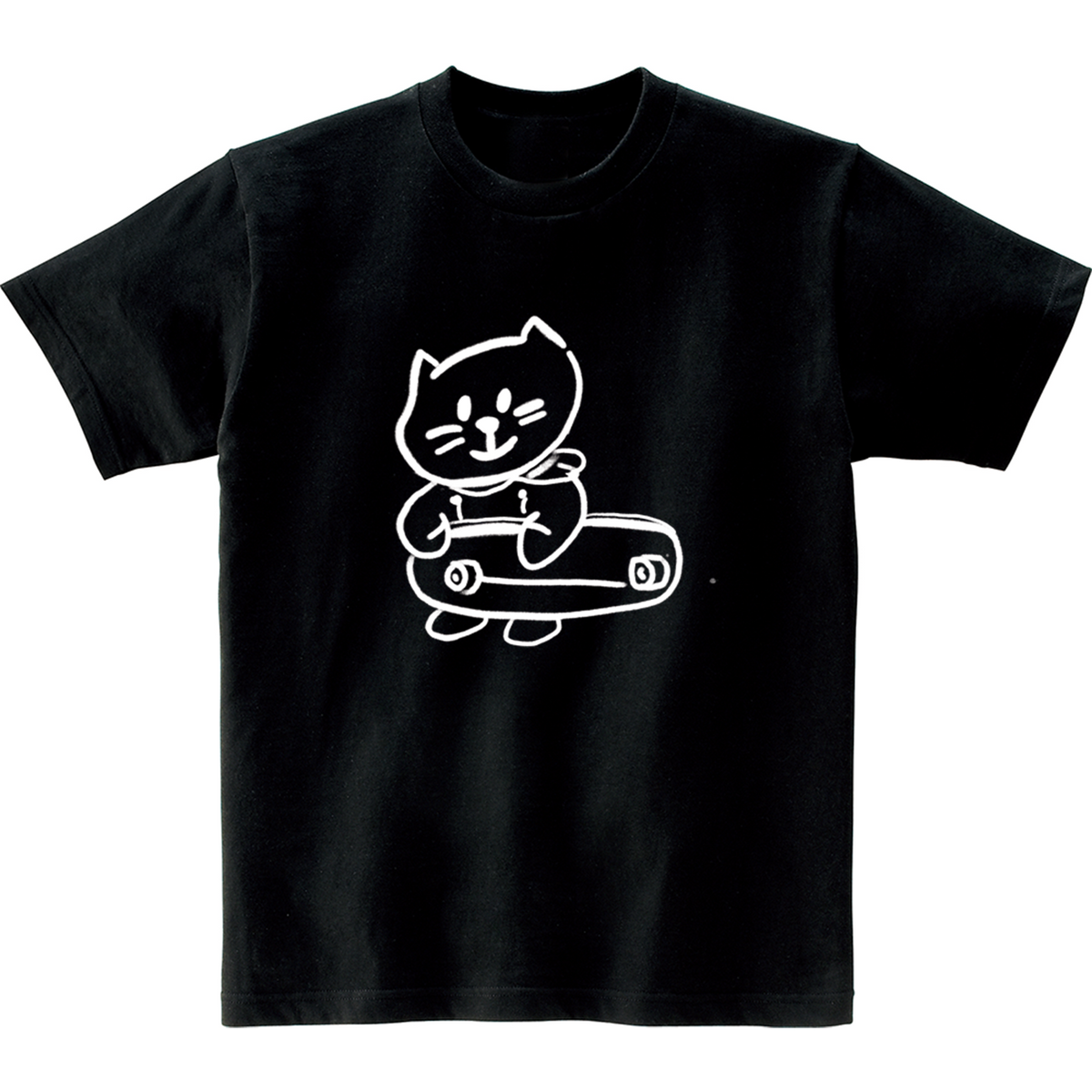 어썸어스(AWESOMEUS) (23SS)SKATE BOARD WITH SMILE CAT WHITE 반팔 티셔츠 블랙
