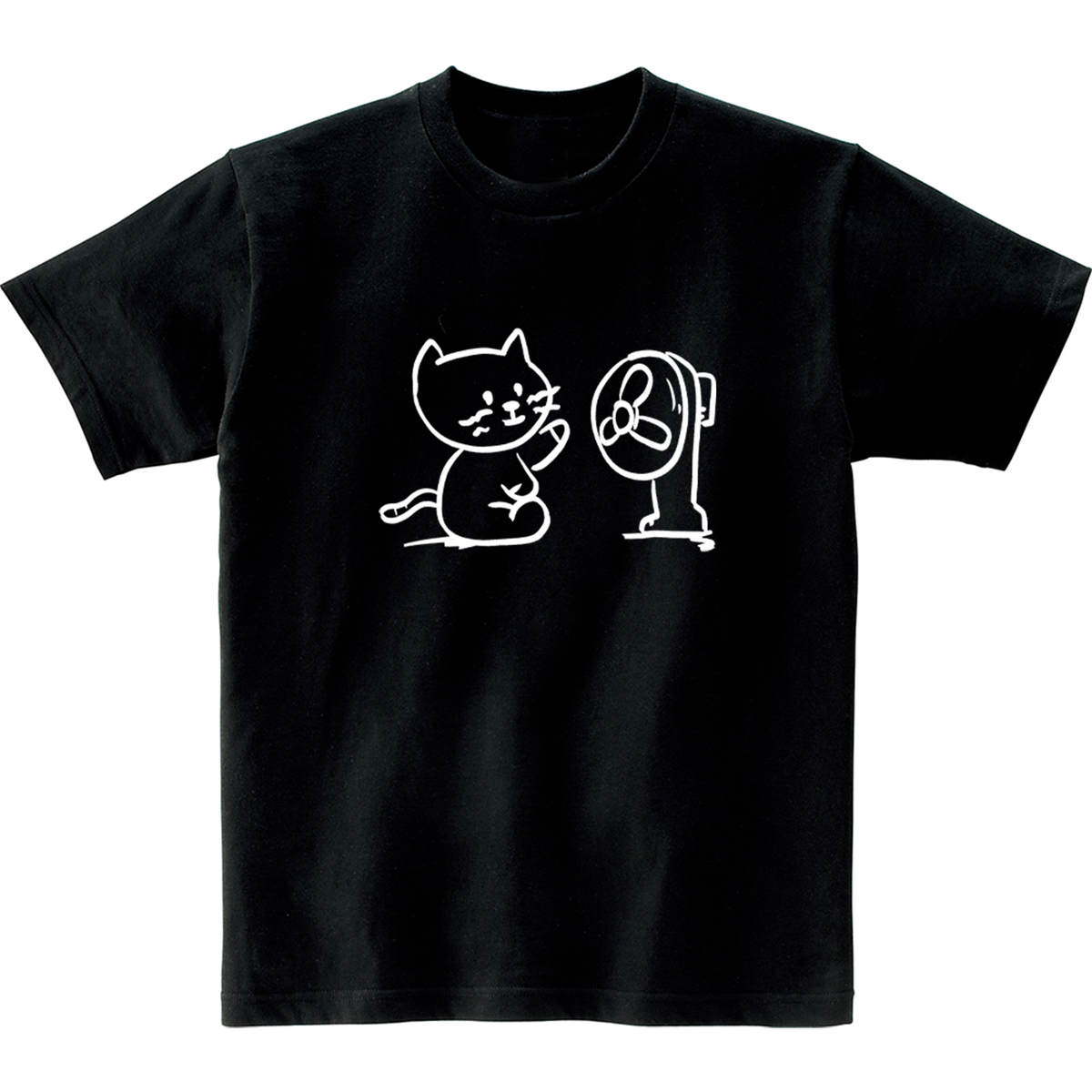 어썸어스(AWESOMEUS) (23SS)SMILE CAT AND FAN WHITE 반팔 티셔츠 블랙