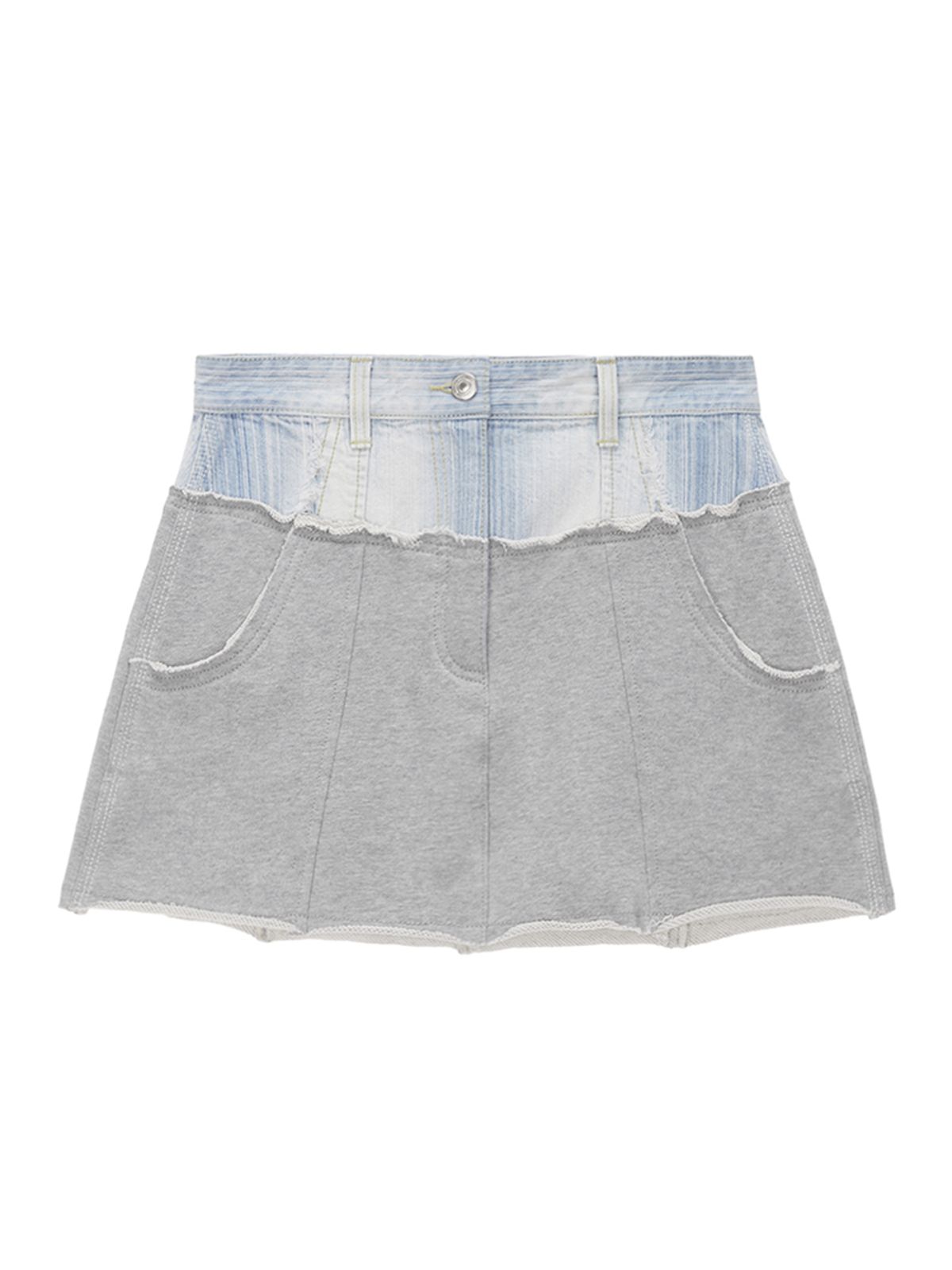 마뗑킴(MATIN KIM) DENIM COMBI SWEAT SKIRT IN GREY