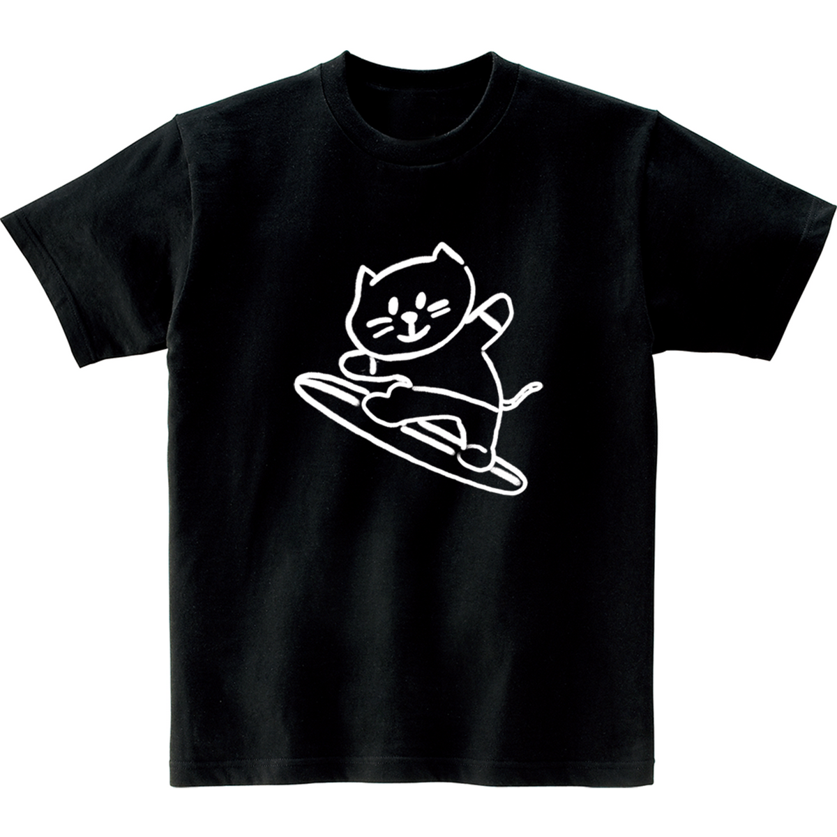 어썸어스(AWESOMEUS) (23SS)SMILE CAT SURFING WHITE  반팔 티셔츠 블랙