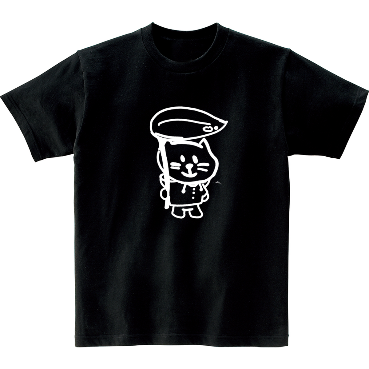 어썸어스(AWESOMEUS) (23SS)SMILE CAT WITH A LEAF UMBRELLA WHITE  반팔 티셔츠 블랙