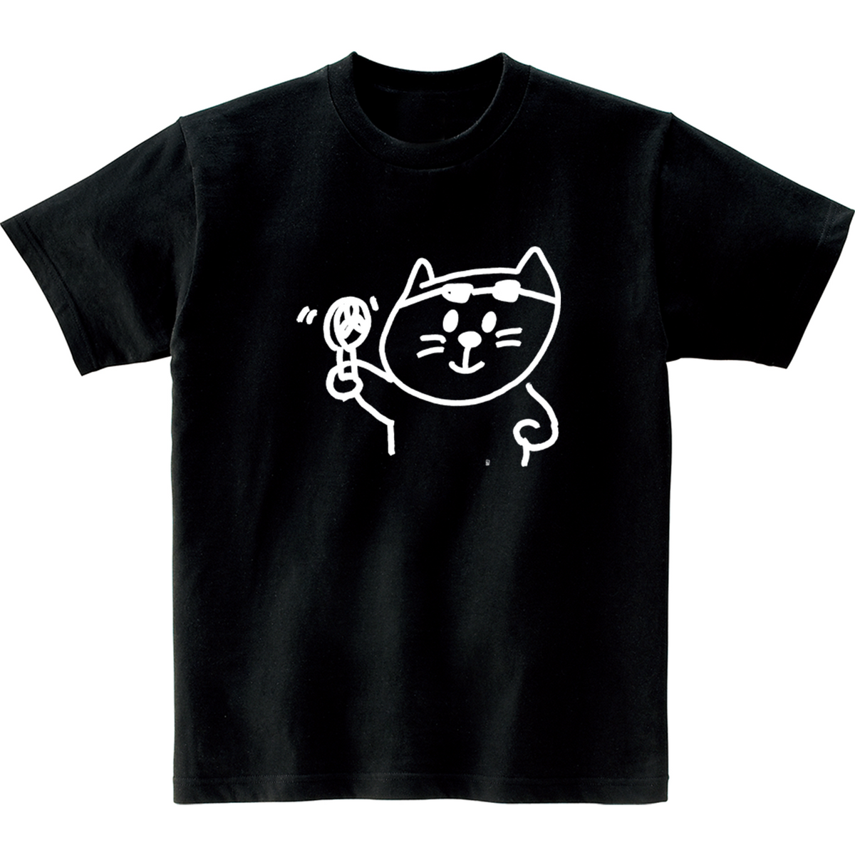 어썸어스(AWESOMEUS) (23SS)SMILE CAT WITH HAND FAN WHITE  반팔 티셔츠 블랙
