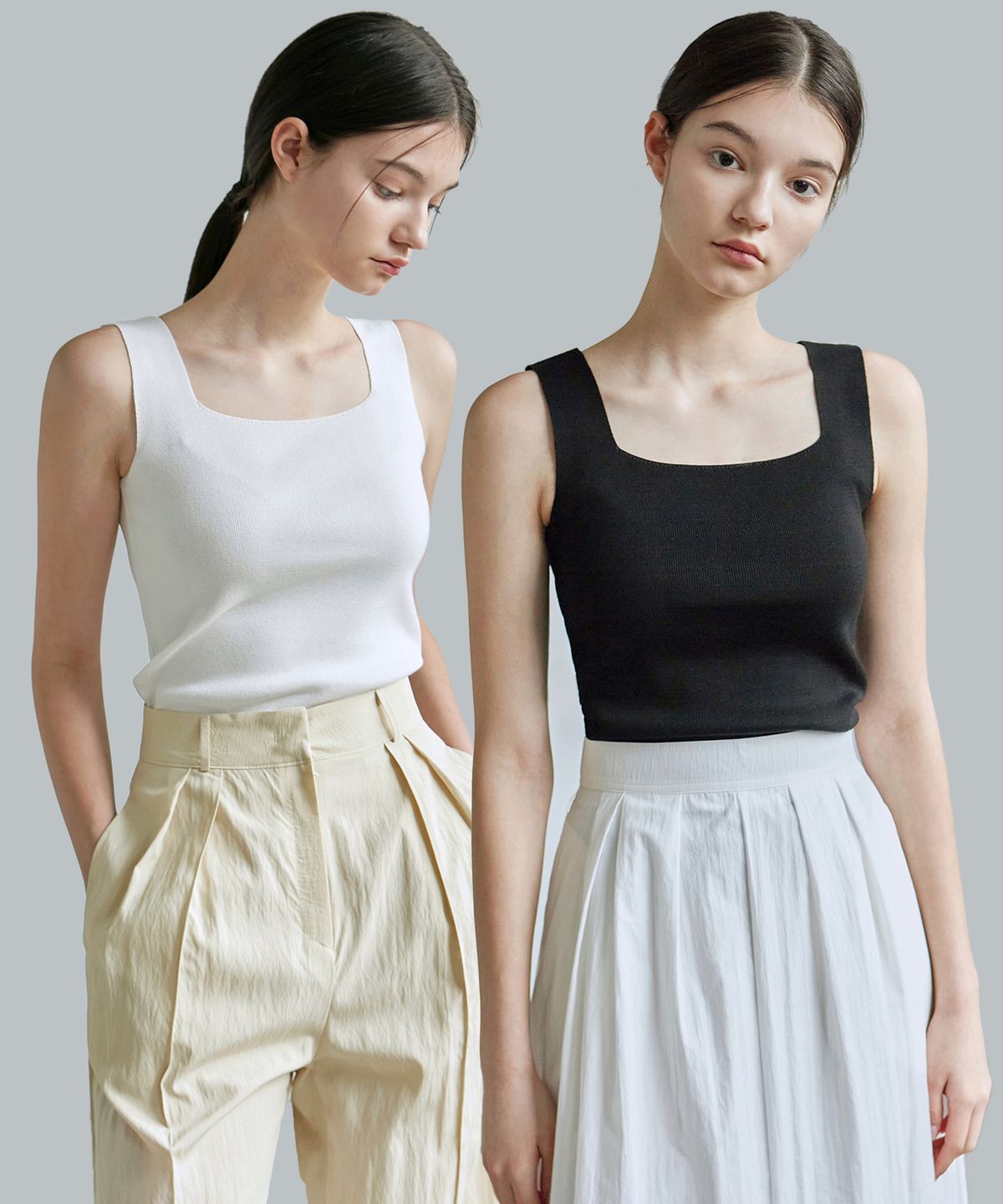 닉앤니콜(NICK&NICOLE) [ESSENTIAL] SQUARE NECK KNIT SLEEVELESS_3PACK