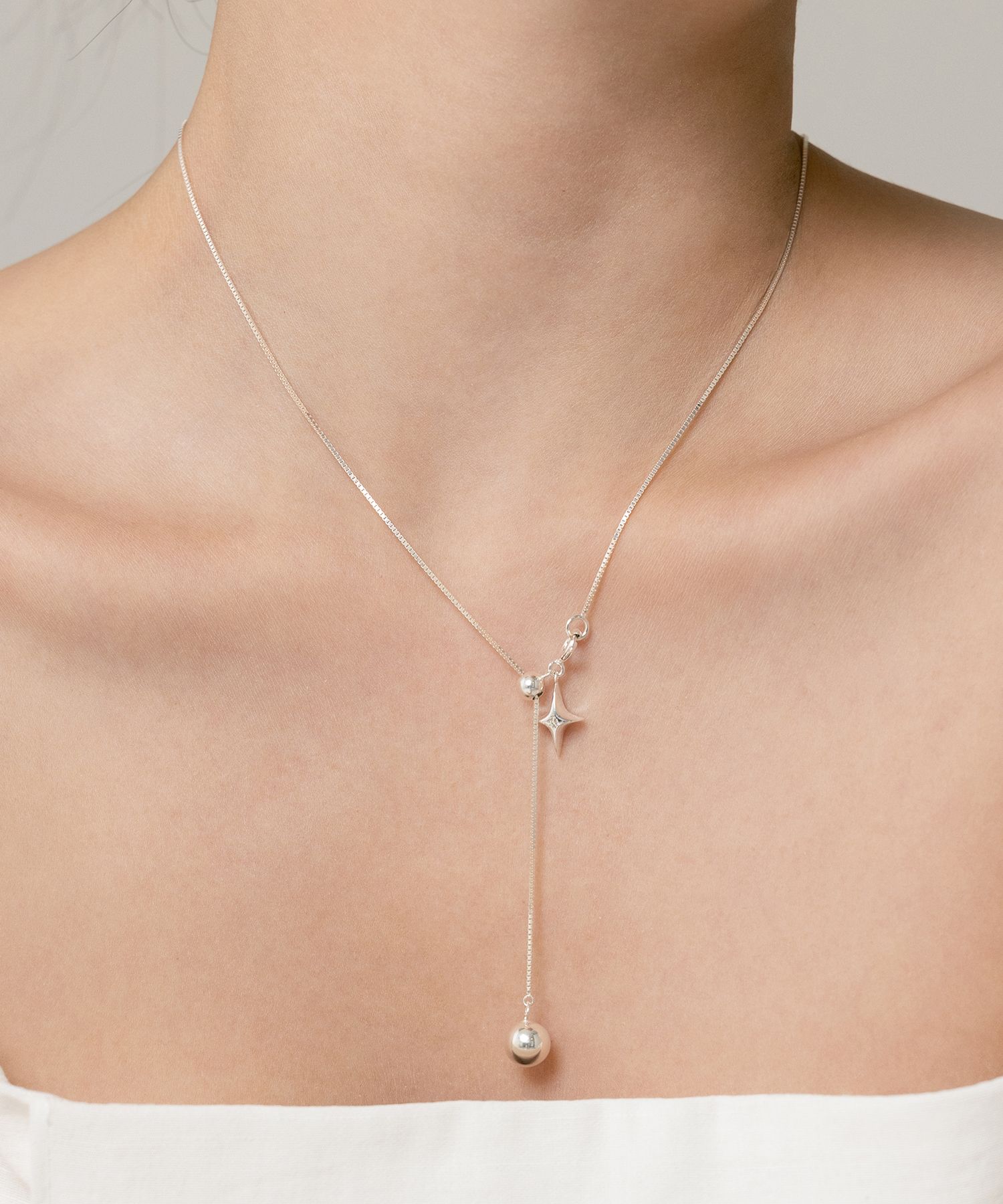 MUSINSA | TATIANA (Silver 925) Planet drop necklace NZ2110