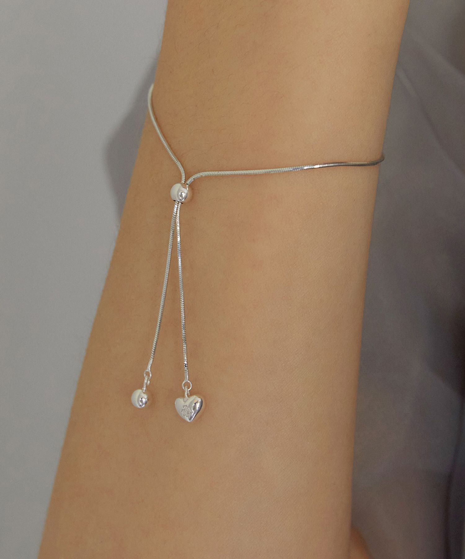 ☆TATIANA☆ Silver 925 Heart and Ball Ornament Bracelet BR17 MUSINSA | TATIANA (Silver 925) Heart and Ball Ornament