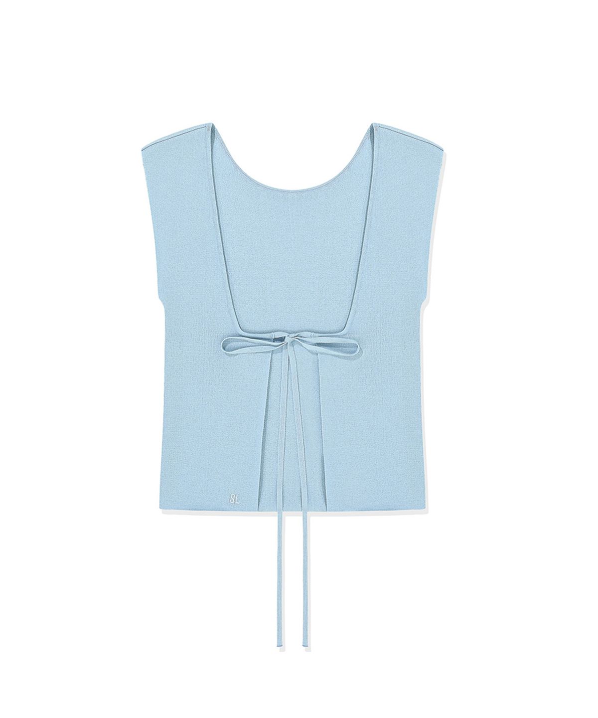 슬로우가먼츠(SLLOW GARMENTS) BACKLESS RIBBON POINT KNITWEAR - BLUE