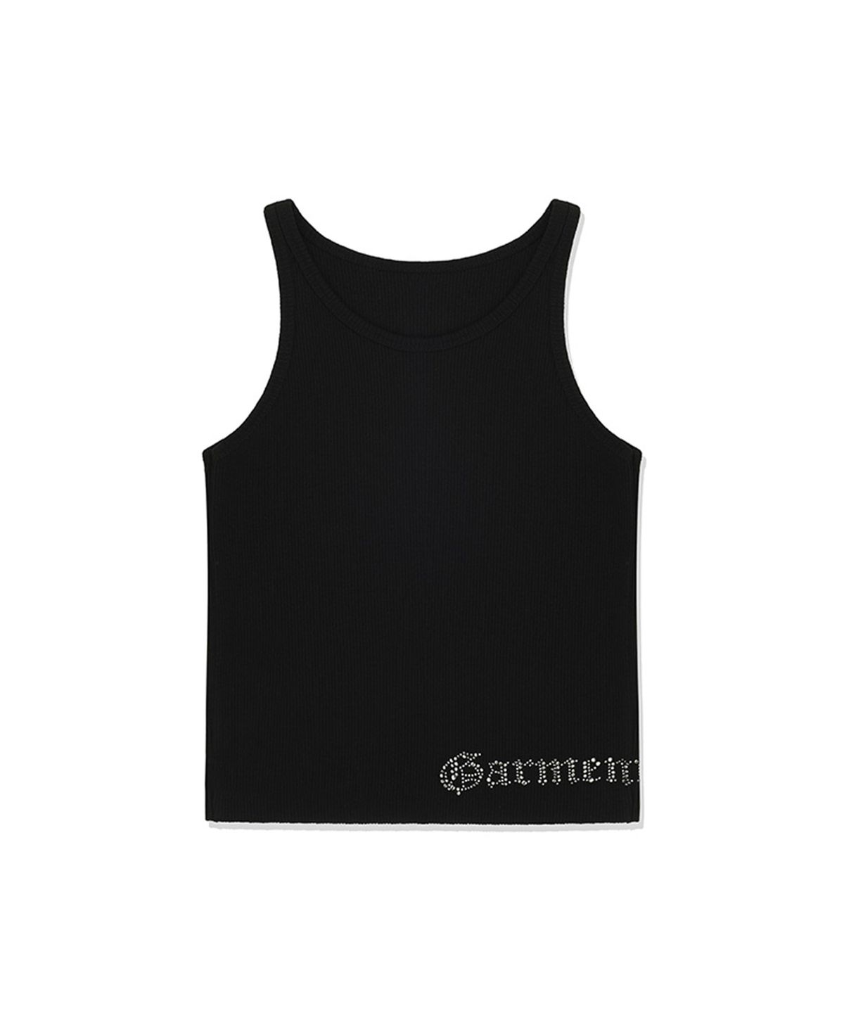 슬로우가먼츠(SLLOW GARMENTS) COLOR RHINESTONE TANK TOP - BLACK