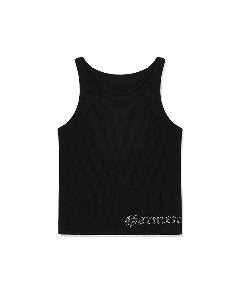 COLOR RHINESTONE TANK TOP - BLACK