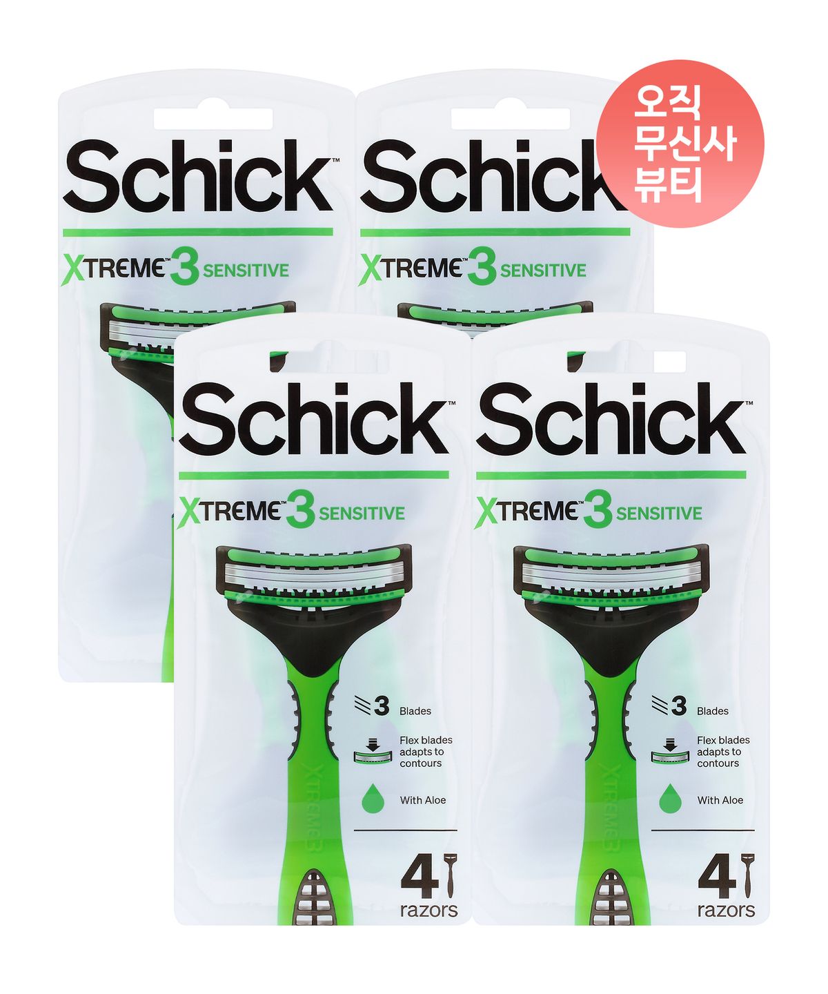쉬크(SCHICK) 익스트림3 휴대용 면도기 4입 4개