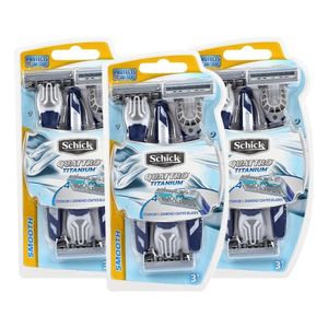 쿼트로4 티타늄 휴대용 면도기 3입 x 3개