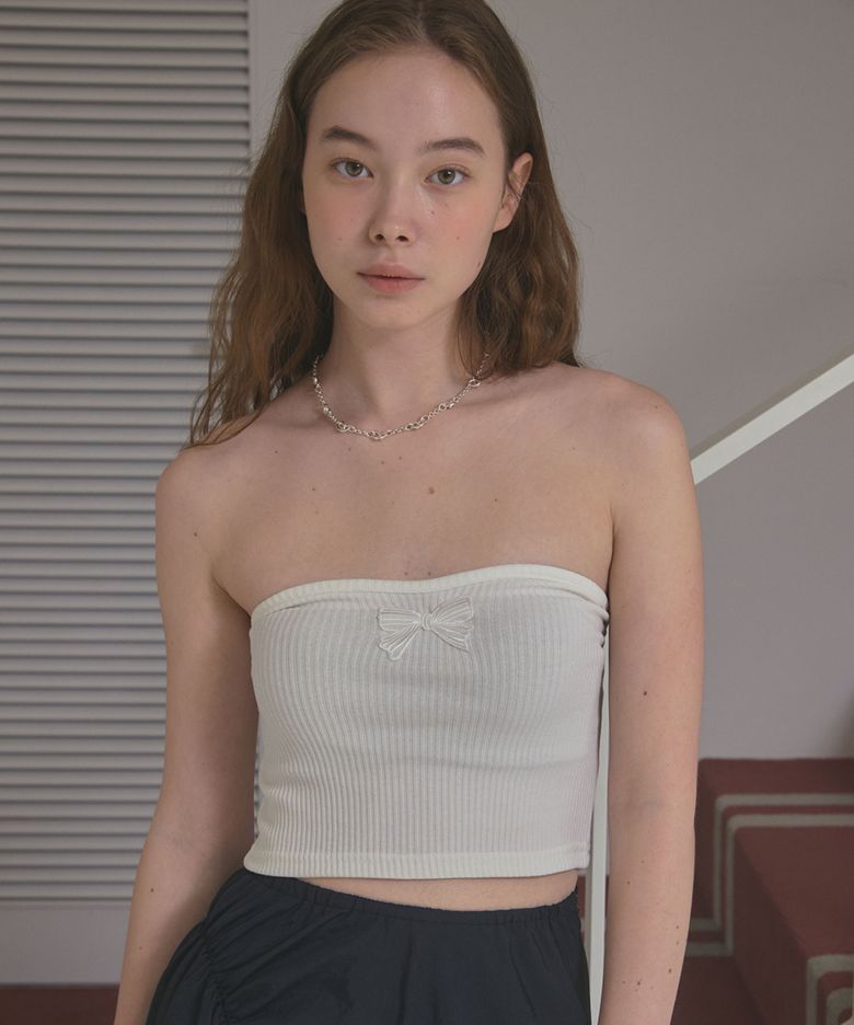 Dulce ribbon tube top (white)