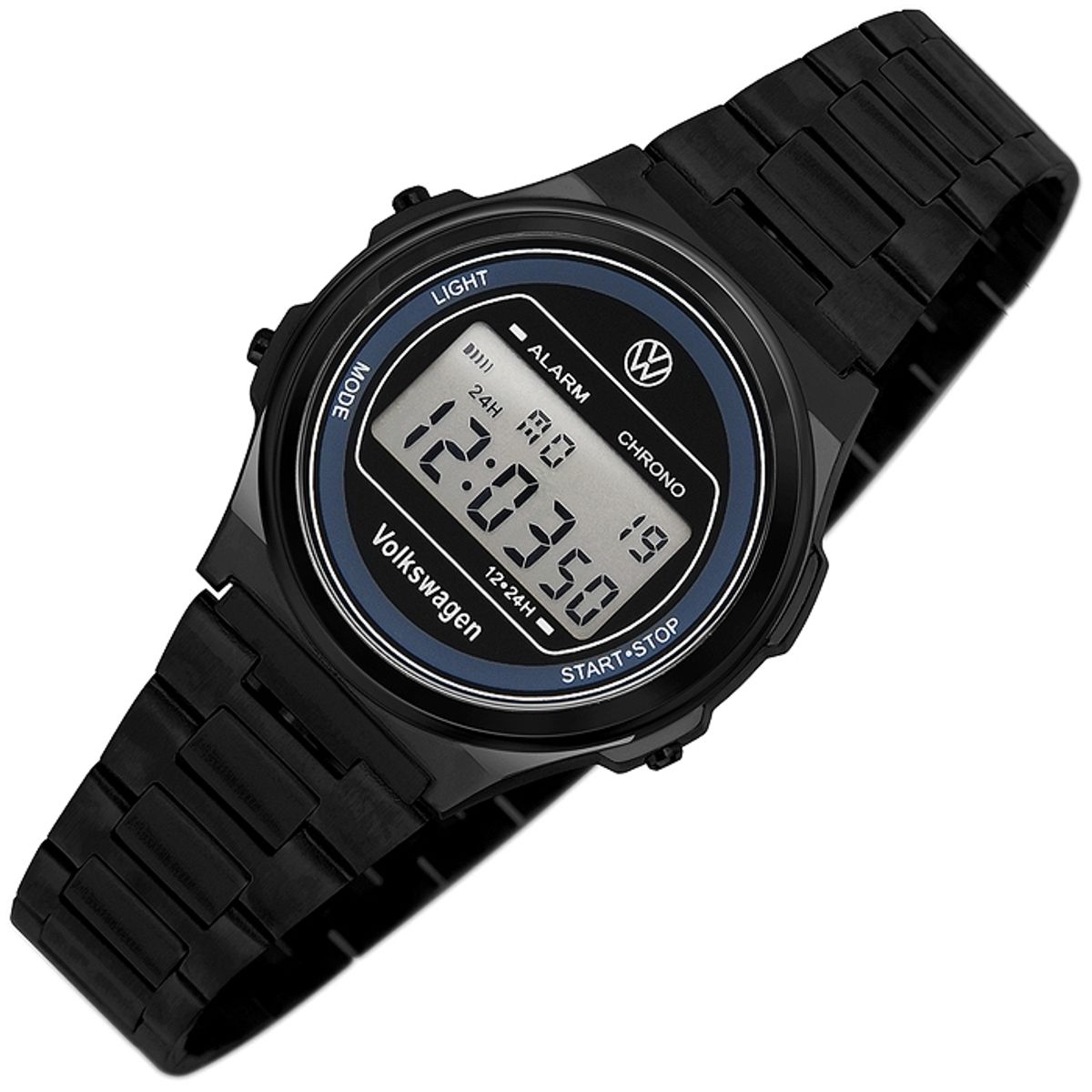 폭스바겐 와치(VOLKSVAGEN WATCH) 뉴트로 라운드 디지탈 시계 올블랙