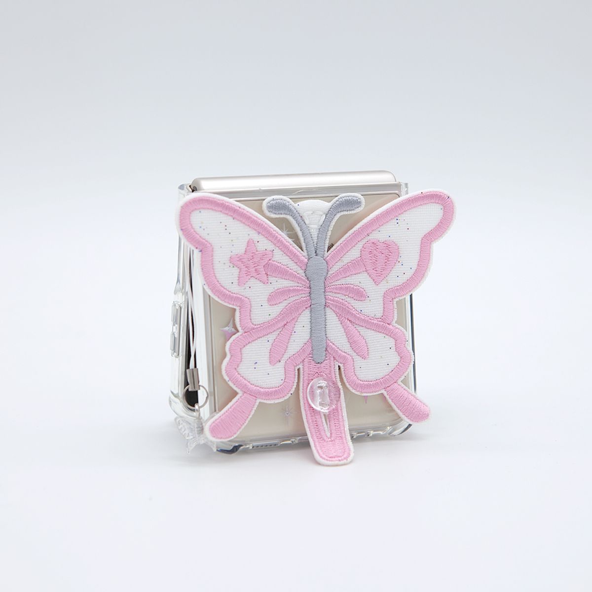 세컨드유니크네임(SECOND UNIQUE NAME) SUN CASE CLEAR  PATCH BUTTERFLY PINK (Z FLIP)