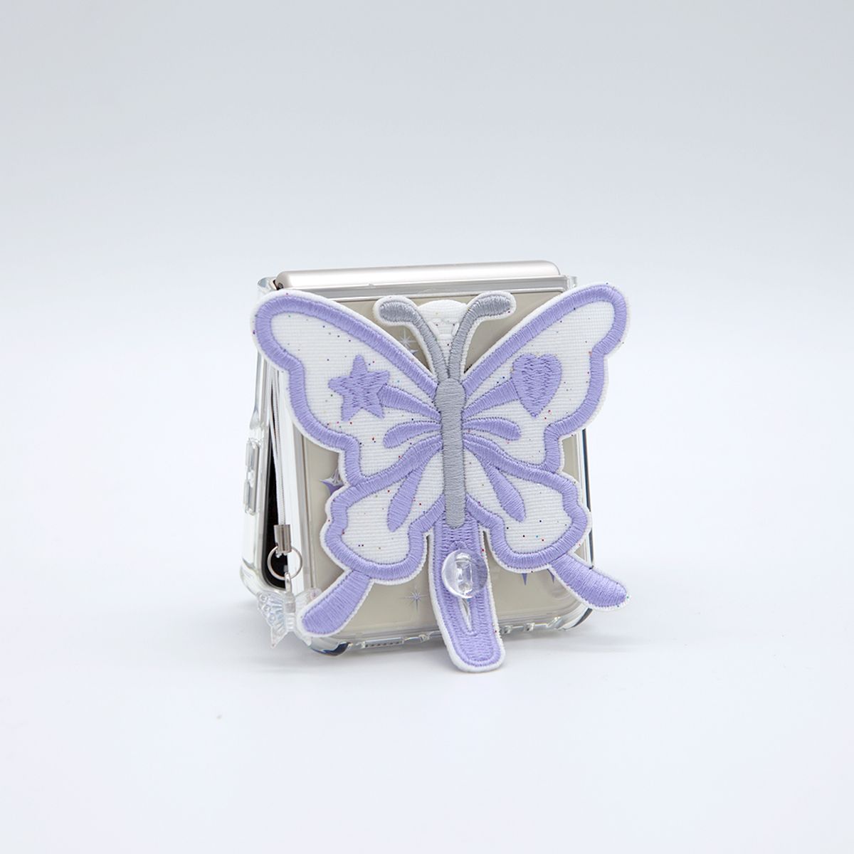 세컨드유니크네임(SECOND UNIQUE NAME) SUN CASE CLEAR  PATCH BUTTERFLY PURPLE (Z FLIP)