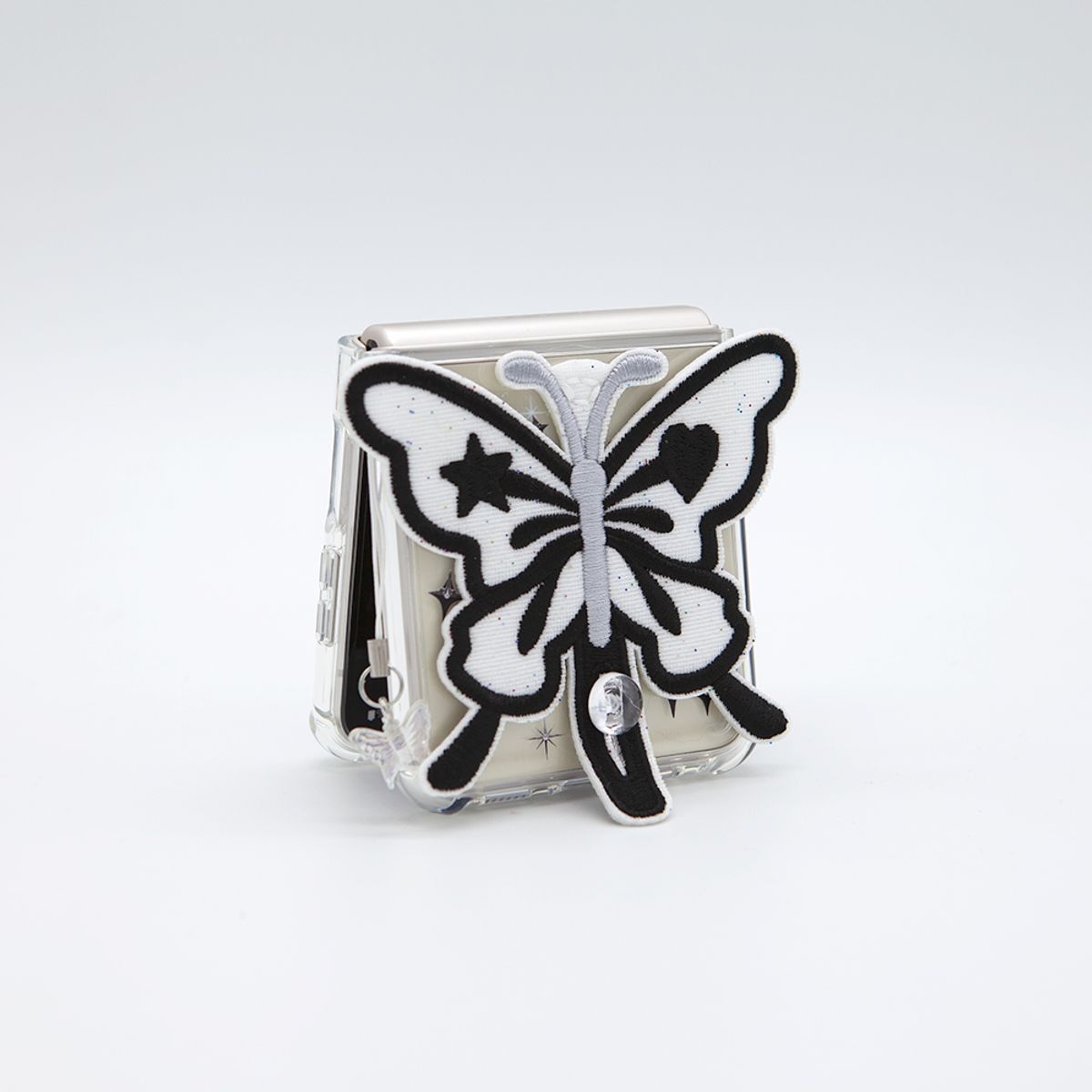 세컨드유니크네임(SECOND UNIQUE NAME) SUN CASE CLEAR PATCH BUTTERFLY BLACK (Z FLIP)