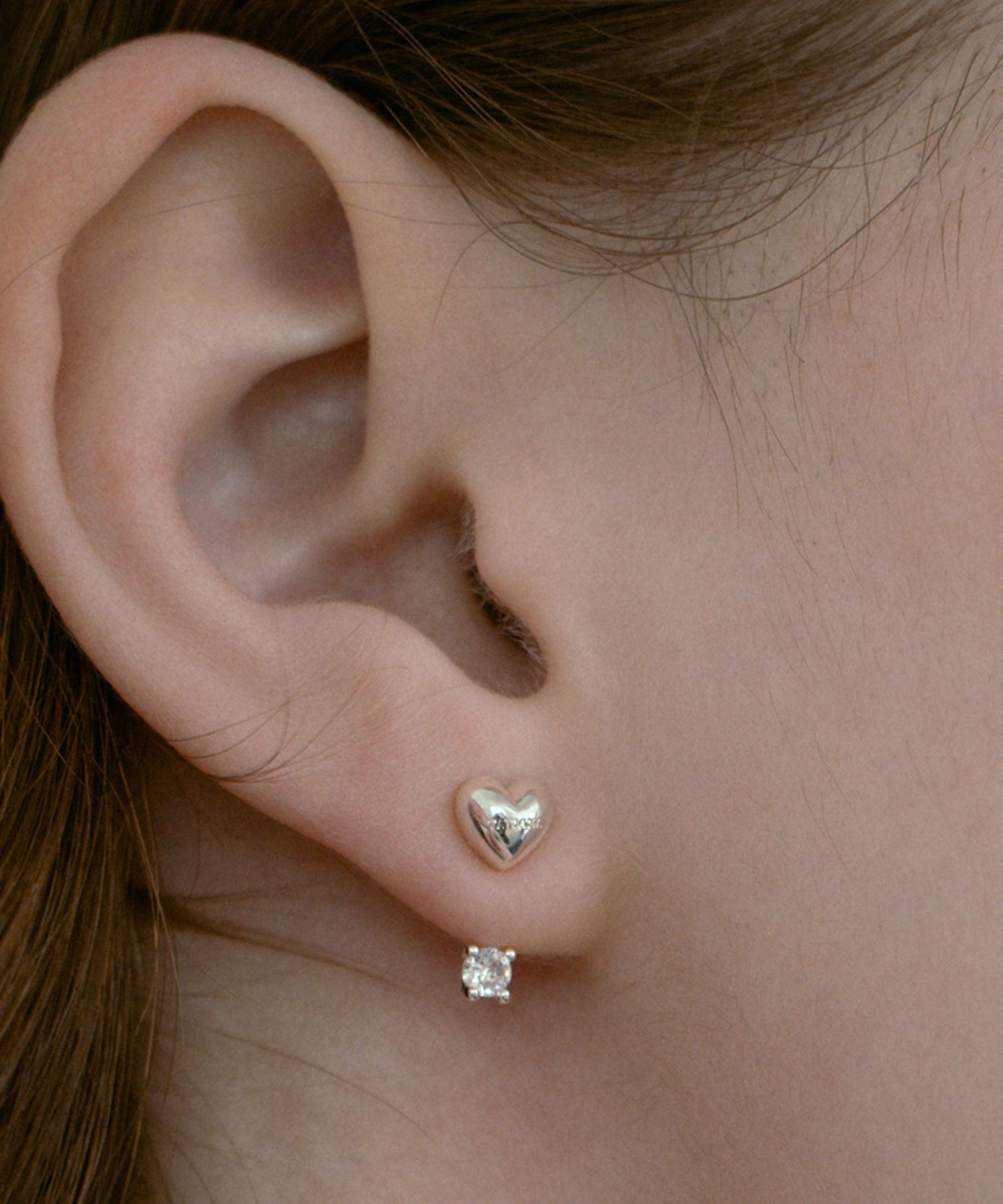 ☆TATIANA☆ Silver 925 Heart Twinkle Ear Jacket Earrings EC1 MUSINSA公式 | TATIANA (Silver 925) Heart Twinkle Ear Jacket