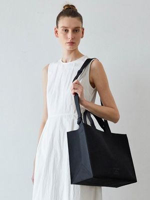 LPK Lattice Knit Tote Bag L Rich Black