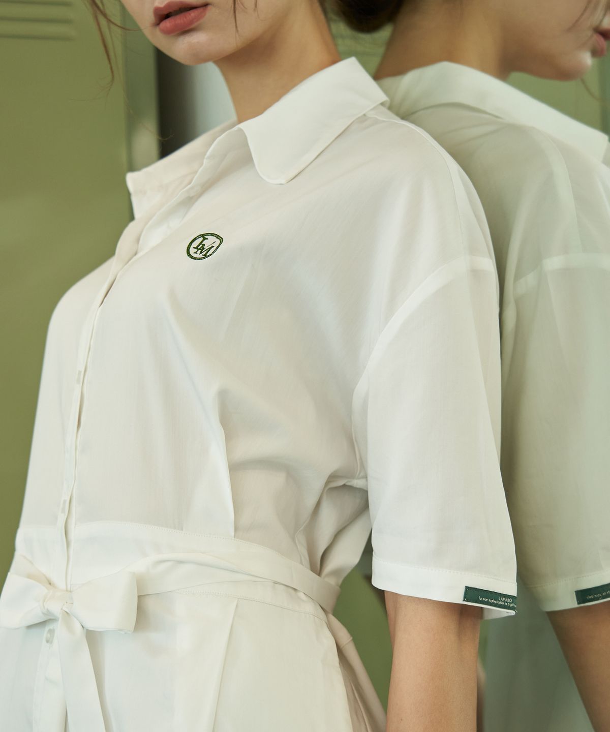 라마로(LAMARO) 셔츠 썸머 미니 원피스 (화이트)