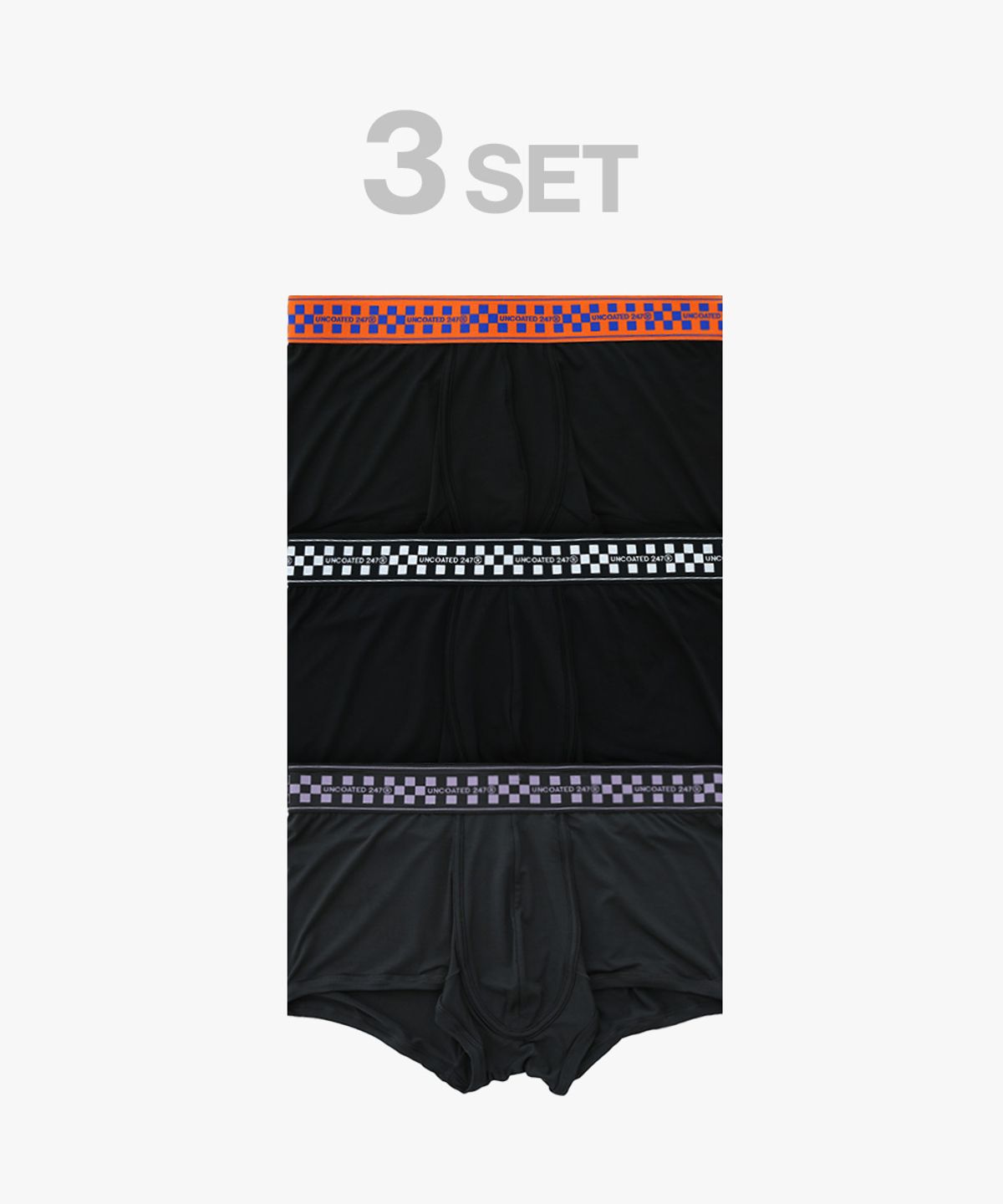언코티드247(UNCOATED 247) [3PACK] 맨즈 모달 드로즈 로우라이즈 엑셀 더시그니쳐 팬티 세트