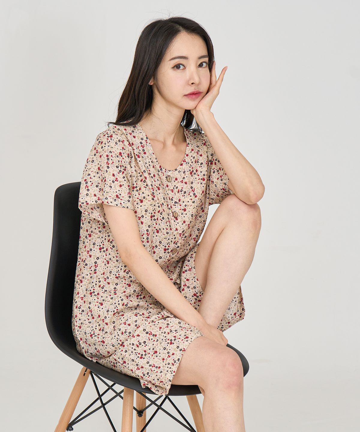 에이원(AONE) [SET] 여성 자연인견 플라워 반팔 상하 잠옷