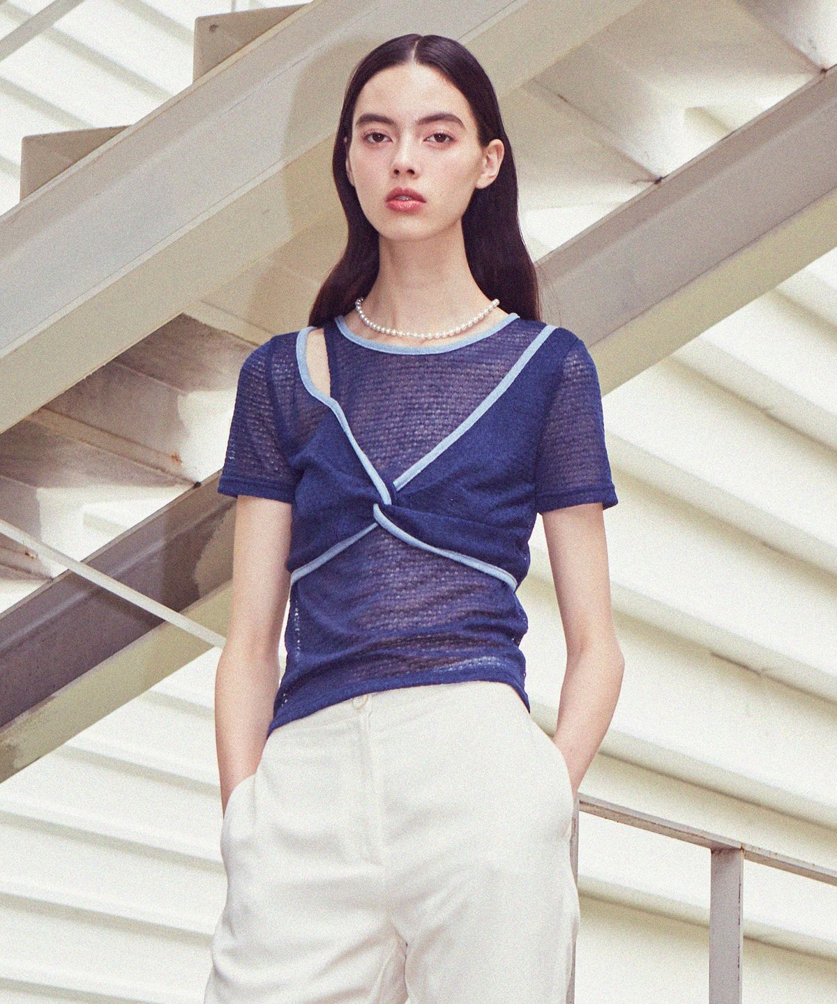 바이탈싸인(VITALSIGN) [LINE] Pipping Layered T-shirt