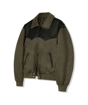 86-IRO197 트리밍 바시티 스웨이드 자켓 카키