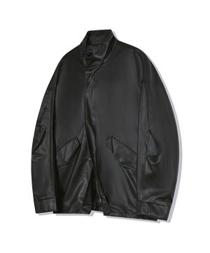 86-IRO232 하프 스트링 피쉬테일 레더 자켓 블랙