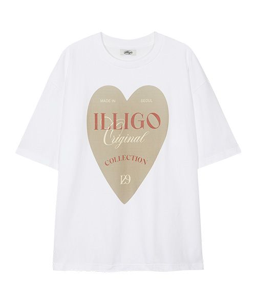 ◇ILLIGO◇ Signature Heart Color Block T-Shirt Melange SIGNATURE HEART COLOR T-SHIRT MINT - illigo | 60% - Asian
