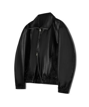 86-IRO254 커브드 봄버 레더 자켓 블랙