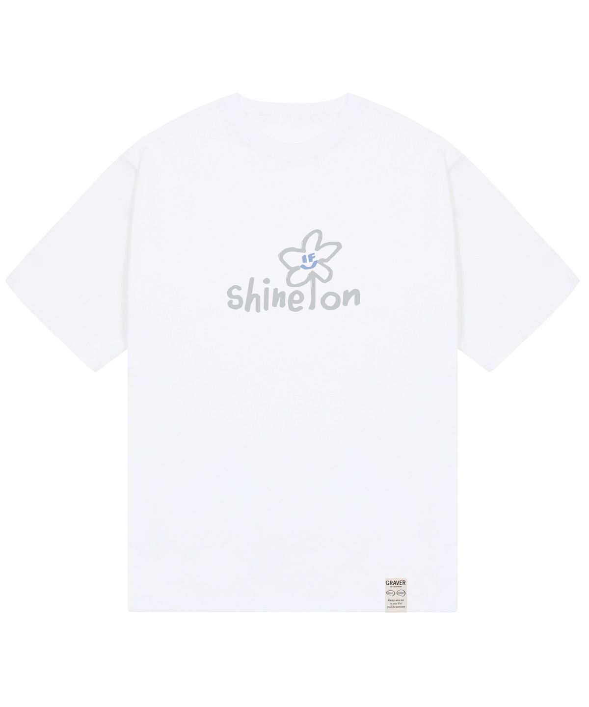 그레이버(GRAVER) [UNISEX]shine on 플라워 스마일 반팔티_화이트