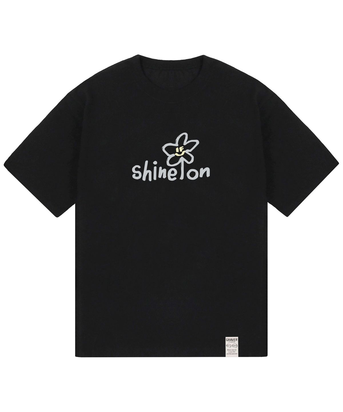 그레이버(GRAVER) [UNISEX]shine on 플라워 스마일 반팔티_블랙