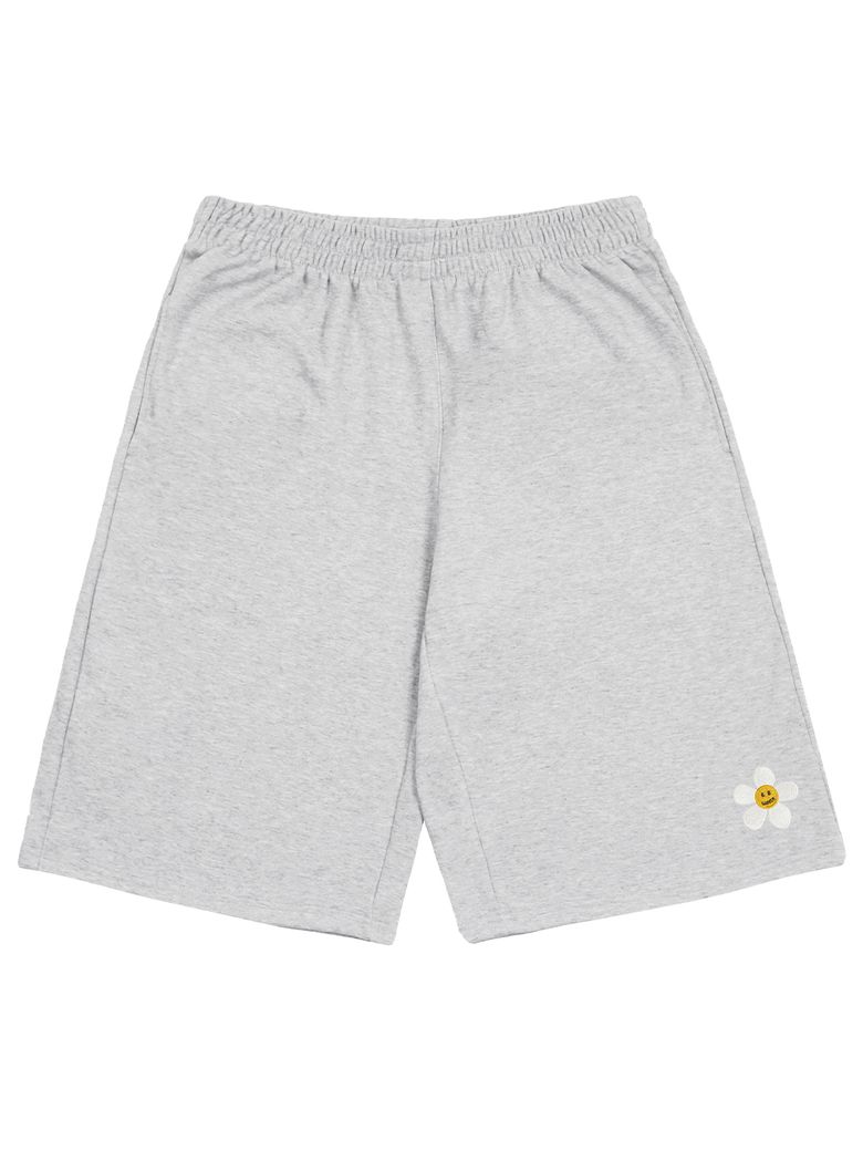[UNISEX]플라워자수 버뮤다 트레이닝 하프팬츠_그레이