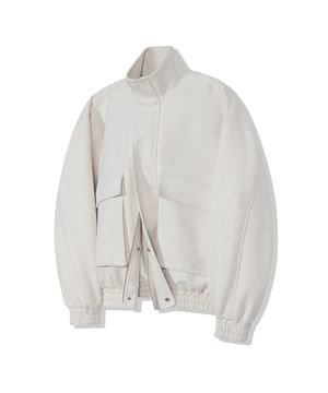 87-STAN011 하이넥 포켓 스웨이드 자켓 아이보리