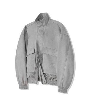87-STAN011 하이넥 포켓 스웨이드 자켓 그레이